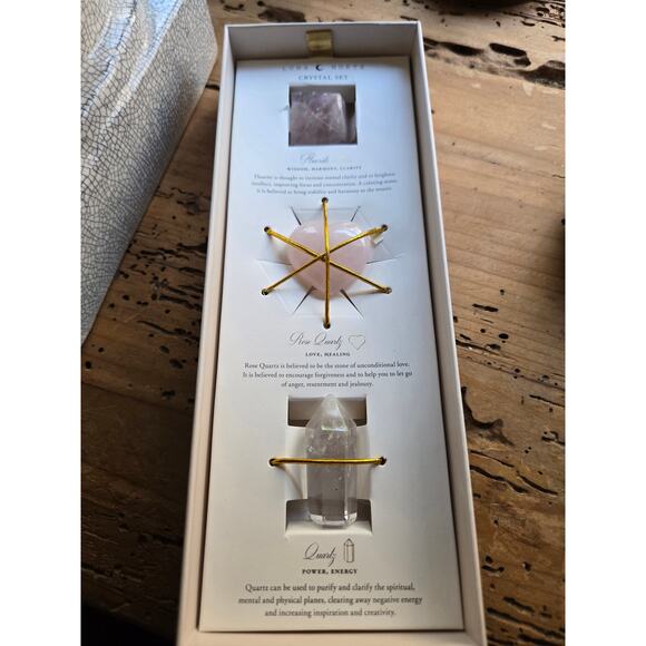 Luna Norte Crystal Set In Gift Box, Fluorite, Pink Quartz & Quartz, Gift Set - Picture 1 of 8